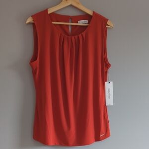 Calvin Klein Red Sleeveless Blouse